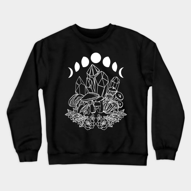 Moon Phases Crystals Mushrooms Succulents Witchy Crewneck Sweatshirt by srojas26